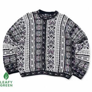 Coogi Original Blues Tundra Style 3D Knit Sweater us sz L Vintage Cotton Crop